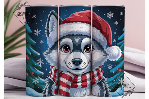 Festive Winter Pup 20oz Tumbler Wrap Sublimation sassyprint 