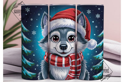 Festive Winter Pup 20oz Tumbler Wrap Sublimation sassyprint 