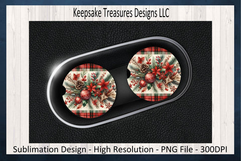 Festive Winter Scenes Car Coaster Set Six Different Designs Sublimation PNG Sublimation Keepsake Treasures Designs LLC. 