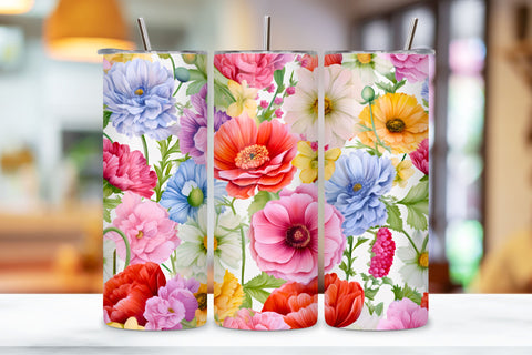 Field flowers 20 oz skinny tumbler sublimation design Seamless floral digital PNG Straight wrap Waterslide download Sublimation FloridPrintables 