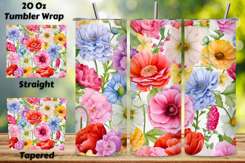 Field flowers 20 oz skinny tumbler sublimation design Seamless floral digital PNG Straight wrap Waterslide download Sublimation FloridPrintables 