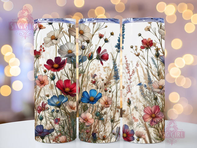 Field Flowers 20 oz Skinny Tumbler Sublimation Design, Wildflower Tumbler PNG, Floral 20 oz Skinny Tumbler Sublimation Design, Instant Download PNG Sublimation SvggirlplusArt 
