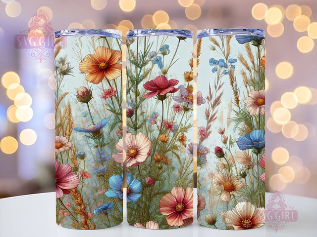 Field Flowers 20 oz Skinny Tumbler Sublimation Design, Wildflower Tumbler PNG, Floral 20 oz Skinny Tumbler Sublimation Design, Instant Download PNG Sublimation SvggirlplusArt 
