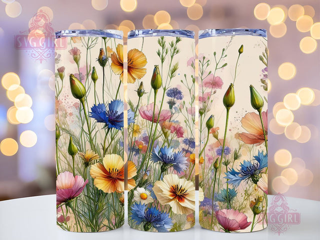 Field Flowers 20 oz Skinny Tumbler Sublimation Design, Wildflower Tumbler PNG, Floral 20 oz Skinny Tumbler Sublimation Design, Instant Download PNG Sublimation SvggirlplusArt 