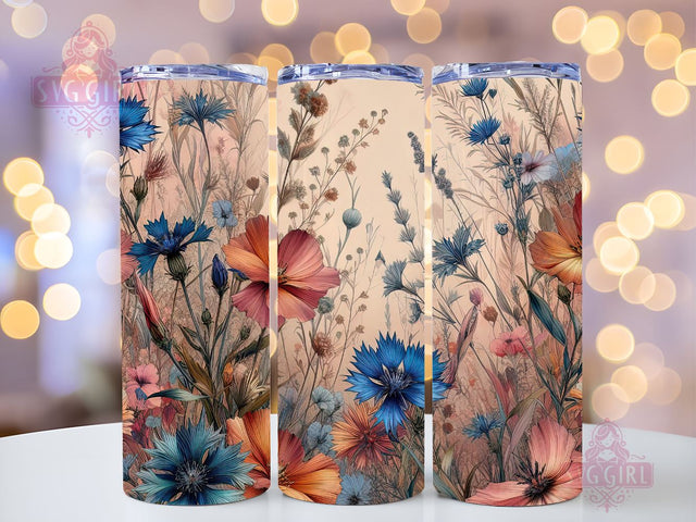 Field Flowers 20 oz Skinny Tumbler Sublimation Design, Wildflower Tumbler PNG, Floral 20 oz Skinny Tumbler Sublimation Design, Instant Download PNG Sublimation SvggirlplusArt 