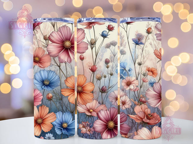 Field Flowers 20 oz Skinny Tumbler Sublimation Design, Wildflower Tumbler PNG, Floral 20 oz Skinny Tumbler Sublimation Design, Instant Download PNG Sublimation SvggirlplusArt 
