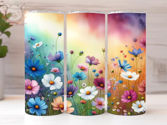 Field flowers 20oz Tumbler Png, Straight & Tapered Tumbler Png, Spring Fresh Wildflowers Bright Colors Tumbler Png, Digital Download PNG Sublimation Lara' s Designs 