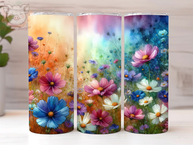 Field flowers 20oz Tumbler Png, Straight & Tapered Tumbler Png, Spring Fresh Wildflowers Bright Colors Tumbler Png, Digital Download PNG Sublimation Lara' s Designs 