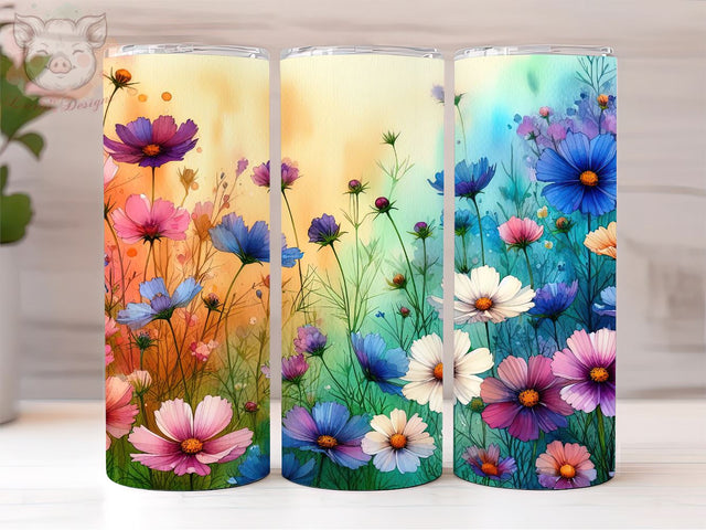 Field flowers 20oz Tumbler Png, Straight & Tapered Tumbler Png, Spring Fresh Wildflowers Bright Colors Tumbler Png, Digital Download PNG Sublimation Lara' s Designs 