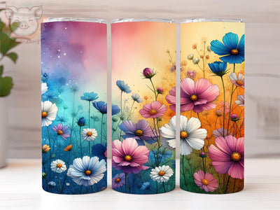 Field flowers 20oz Tumbler Png, Straight & Tapered Tumbler Png, Spring Fresh Wildflowers Bright Colors Tumbler Png, Digital Download PNG Sublimation Lara' s Designs 