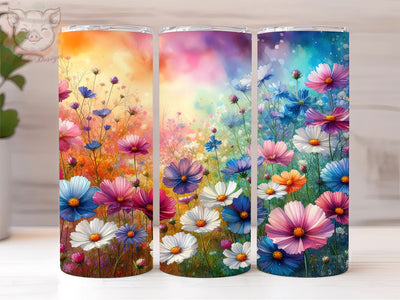 Field flowers 20oz Tumbler Png, Straight & Tapered Tumbler Png, Spring Fresh Wildflowers Bright Colors Tumbler Png, Digital Download PNG Sublimation Lara' s Designs 