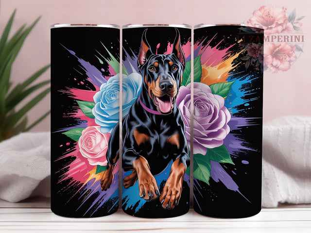 Fierce Doberman Dog Tumbler, Guard Dog Wrap, 20oz Tumbler Sublimation, Fierce Canine Design, Sleek Doberman Sublimation, Pet Lover Tumbler, Bold Dog Wrap Sublimation Li Zamperini 