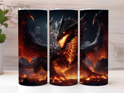 Fierce Dragon Fire Fantasy Tumbler, Fire Tumbler, Fantasy Tumbler, 20oz Sublimation Wrap, Mythical Tumbler, Bold Tumbler, Fierce Tumbler Sublimation Lara' s Designs 