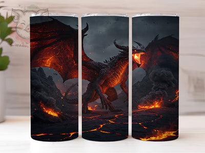 Fierce Dragon Fire Fantasy Tumbler, Fire Tumbler, Fantasy Tumbler, 20oz Sublimation Wrap, Mythical Tumbler, Bold Tumbler, Fierce Tumbler Sublimation Lara' s Designs 