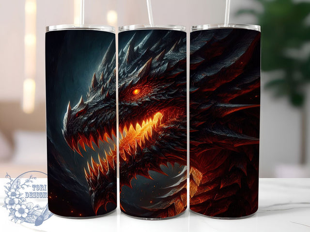 Fierce Fantasy Dragon Tumbler, Dragon Art Design, Mythical Beast Tumbler, Fantasy Dragon Print, Powerful Dragon Graphic, 20oz Tumbler, Sublimation Design Sublimation ToriDesigns 