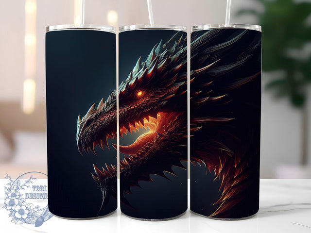 Fierce Fantasy Dragon Tumbler, Dragon Art Design, Mythical Beast Tumbler, Fantasy Dragon Print, Powerful Dragon Graphic, 20oz Tumbler, Sublimation Design Sublimation ToriDesigns 
