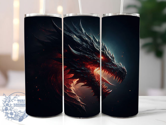 Fierce Fantasy Dragon Tumbler, Dragon Art Design, Mythical Beast Tumbler, Fantasy Dragon Print, Powerful Dragon Graphic, 20oz Tumbler, Sublimation Design Sublimation ToriDesigns 