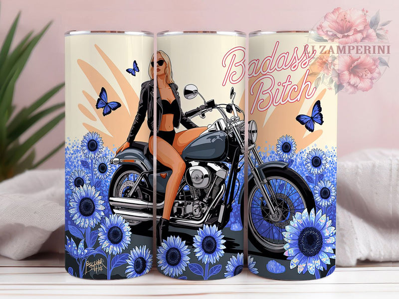Fierce & Fearless Biker Bitch Tumbler, Motorcycle Girl Wrap, Badass Biker Design, Edgy Biker Sublimation, 20oz Ride or Die Tumbler, Female Biker Gift, DIY Rebel Tumbler Wrap Sublimation Li Zamperini 