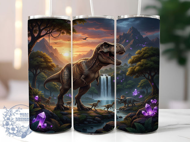 Fierce Jurassic T‑rex Tumbler, Dinosaur Tumbler Design, T-rex 20oz Wrap, Sublimation Design, Prehistoric Gift Idea, Fierce Dino Wrap, Jurassic Dinosaur Tumbler Sublimation ToriDesigns 