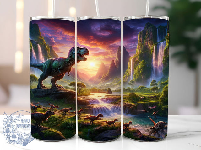Fierce Jurassic T‑rex Tumbler, Dinosaur Tumbler Design, T-rex 20oz Wrap, Sublimation Design, Prehistoric Gift Idea, Fierce Dino Wrap, Jurassic Dinosaur Tumbler Sublimation ToriDesigns 