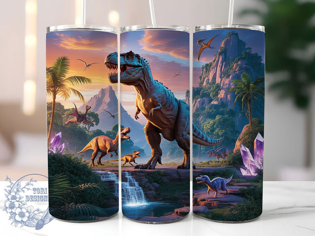 Fierce Jurassic T‑rex Tumbler, Dinosaur Tumbler Design, T-rex 20oz Wrap, Sublimation Design, Prehistoric Gift Idea, Fierce Dino Wrap, Jurassic Dinosaur Tumbler Sublimation ToriDesigns 