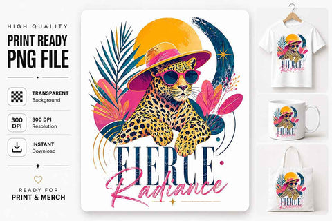 Fierce Leopard PNG | Fashion Leopard Sublimation Design SVG BillahCrafts 