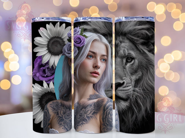 Fierce Lion Empowering Woman Tumbler, Badass Women Cup, Fierce Animal Wrap, Empowering Quote Drinkware, Wild Lion Sublimation Design, Strong Woman Gift Tumbler, Bold Feminine Cup Sublimation SvggirlplusArt 