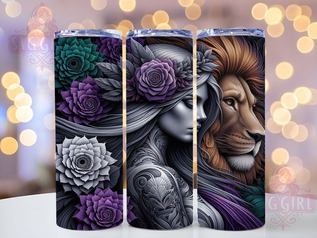 Fierce Lion Empowering Woman Tumbler, Badass Women Cup, Fierce Animal Wrap, Empowering Quote Drinkware, Wild Lion Sublimation Design, Strong Woman Gift Tumbler, Bold Feminine Cup Sublimation SvggirlplusArt 