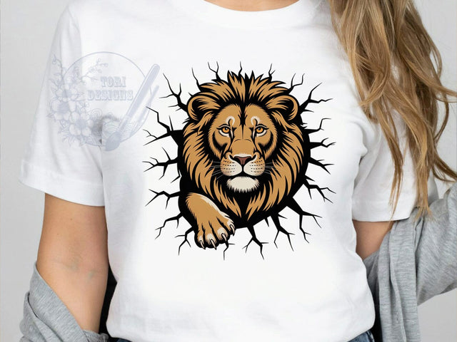 Fierce Lion Power T-Shirt PNG, Bold Mane, Stylized Fur, Breakthrough Design, Sublimation PNG, Statement Shirt, Wild Power Sublimation ToriDesigns 