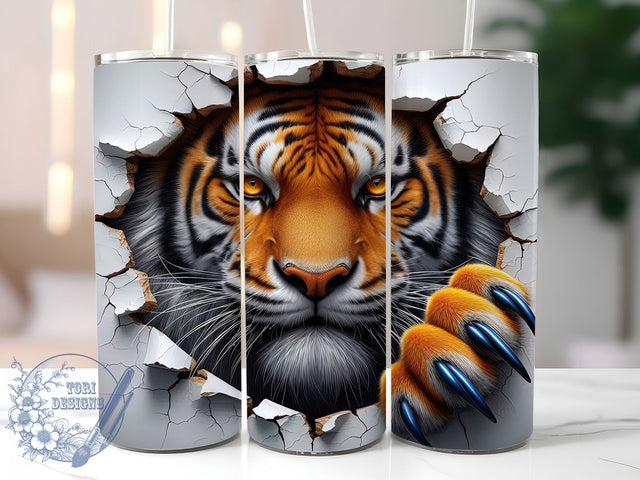 Fierce Tiger Claw Jungle Tumbler, Tiger Claw Pattern, Fierce Tiger Gift, Animal Lover Present, Wildlife Tumbler, 3D Effect Design, Jungle Theme Gift Sublimation ToriDesigns 