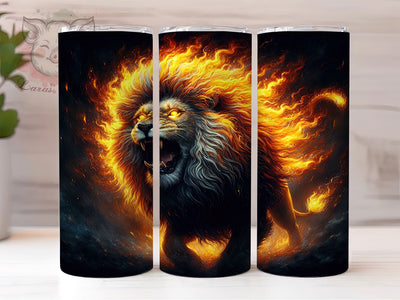 Fierce Wild Lion Fire Animal Tumbler, Fire Tumbler, Animal Tumbler, 20oz Sublimation Wrap, Wild Tumbler, Bold Tumbler, Fierce Tumbler Sublimation Lara' s Designs 