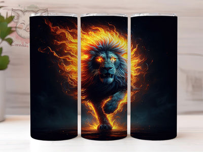 Fierce Wild Lion Fire Animal Tumbler, Fire Tumbler, Animal Tumbler, 20oz Sublimation Wrap, Wild Tumbler, Bold Tumbler, Fierce Tumbler Sublimation Lara' s Designs 
