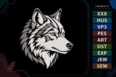Fierce Wolf Yellow Eyes Embroidery Embroidery/Applique DESIGNS sg embroidery 