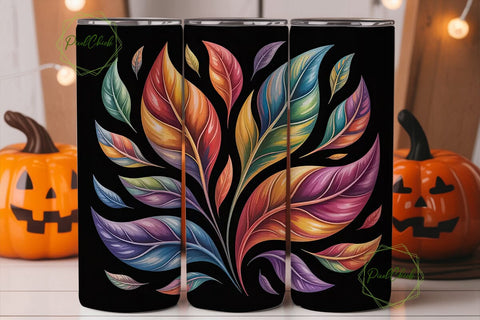 Fiery Autumn Leaves 20oz Tumbler Wrap Sublimation PixelChick 