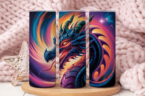 Fiery Dragon 20oz Tumbler Wrap Sublimation DesignSVG 