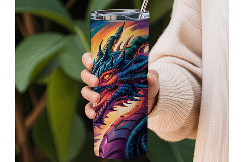 Fiery Dragon 20oz Tumbler Wrap Sublimation DesignSVG 