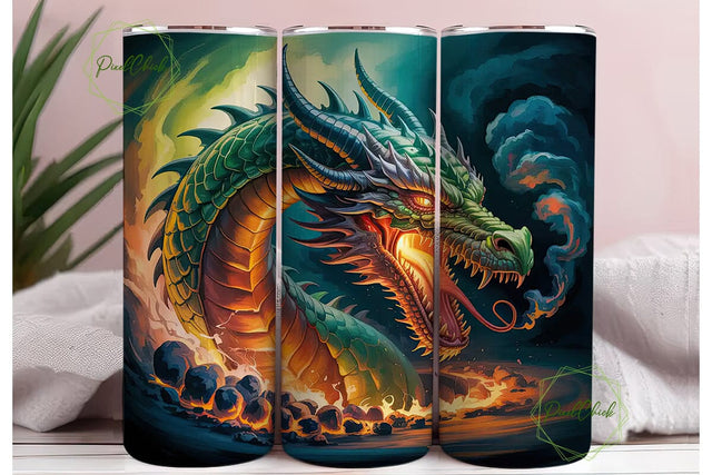 Fiery Dragon 20oz Tumbler Wrap Sublimation PixelChick 