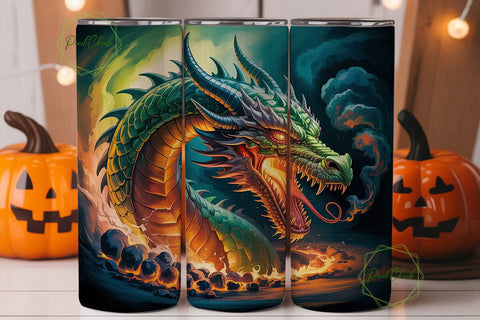 Fiery Dragon 20oz Tumbler Wrap Sublimation PixelChick 