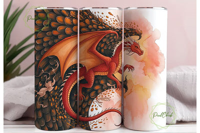 Fiery Dragon 20oz Tumbler Wrap Sublimation PixelChick 