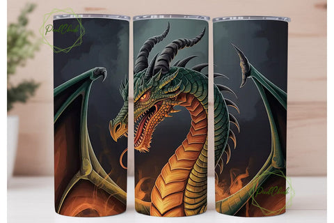 Fiery Dragon 20oz Tumbler Wrap Sublimation PixelChick 