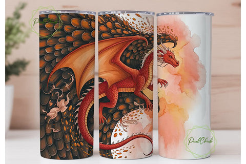 Fiery Dragon 20oz Tumbler Wrap Sublimation PixelChick 
