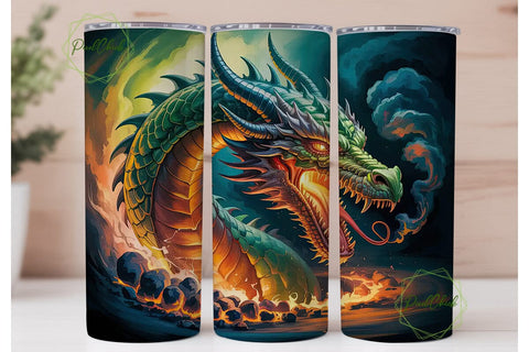 Fiery Dragon 20oz Tumbler Wrap Sublimation PixelChick 