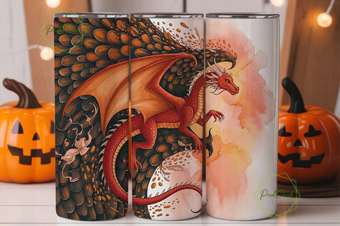 Fiery Dragon 20oz Tumbler Wrap Sublimation PixelChick 