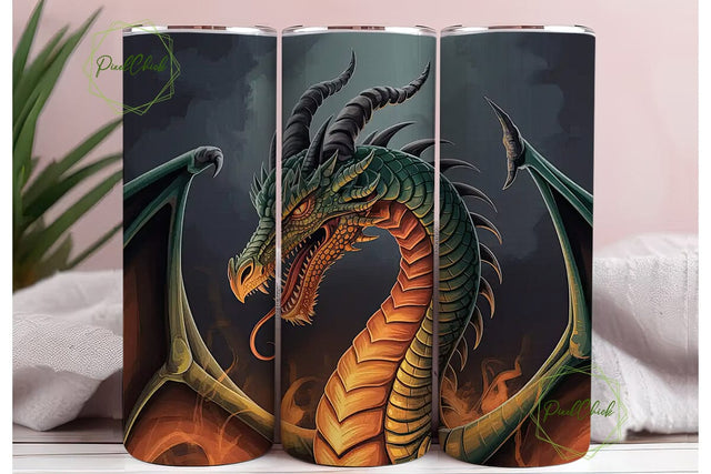 Fiery Dragon 20oz Tumbler Wrap Sublimation PixelChick 
