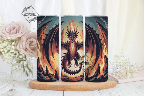 Fiery Dragon 20oz Tumbler Wrap Sublimation sassyprint 