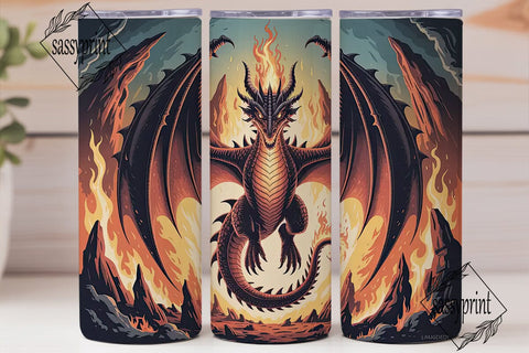 Fiery Dragon 20oz Tumbler Wrap Sublimation sassyprint 
