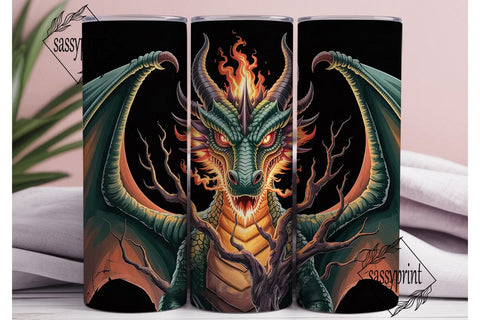 Fiery Dragon 20oz Tumbler Wrap Sublimation sassyprint 