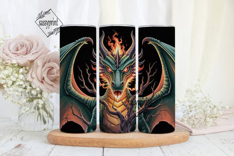 Fiery Dragon 20oz Tumbler Wrap Sublimation sassyprint 