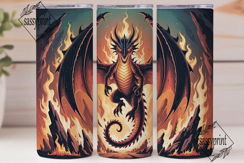 Fiery Dragon 20oz Tumbler Wrap Sublimation sassyprint 
