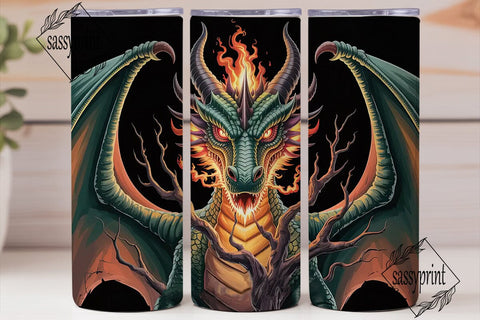 Fiery Dragon 20oz Tumbler Wrap Sublimation sassyprint 